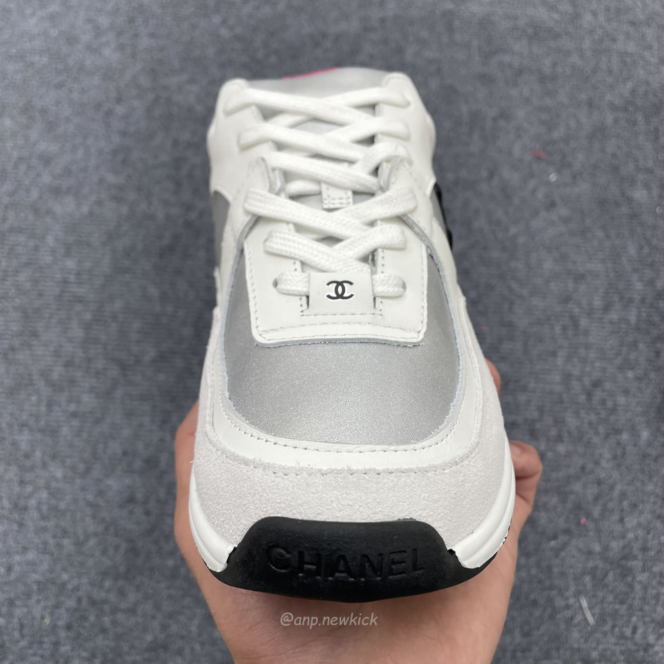 Chanel White Pink Blue Sneakers (6) - www.newkick.org
