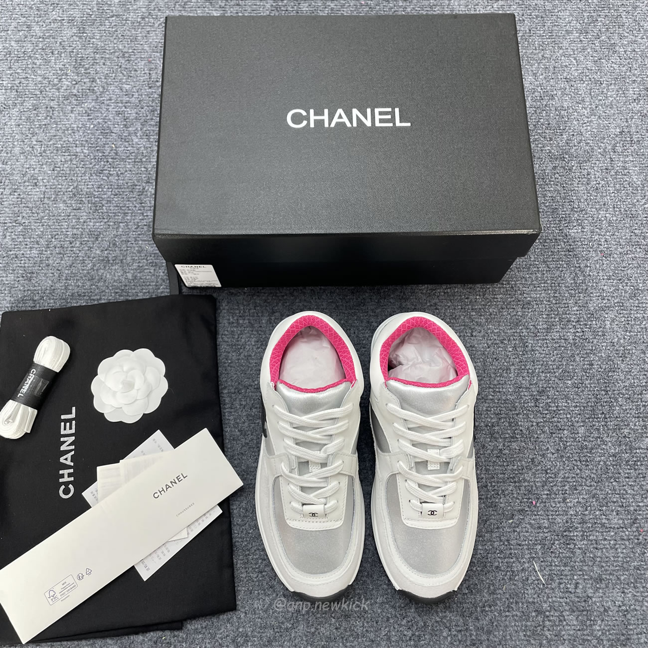 Chanel White Pink Blue Sneakers (7) - www.newkick.org