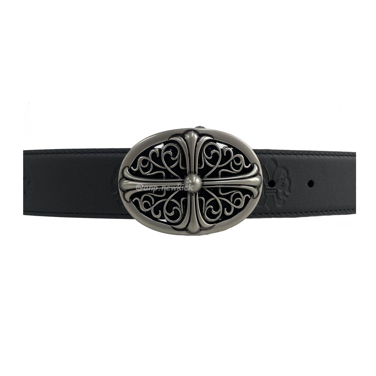 Chrome Hearts Classic Oval Cross Leather Belt Black (1) - www.newkick.org