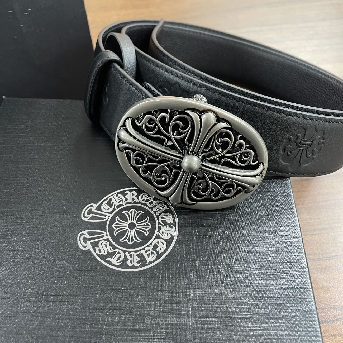 Chrome Hearts Classic Oval Cross Leather Belt Black (2) - www.newkick.org