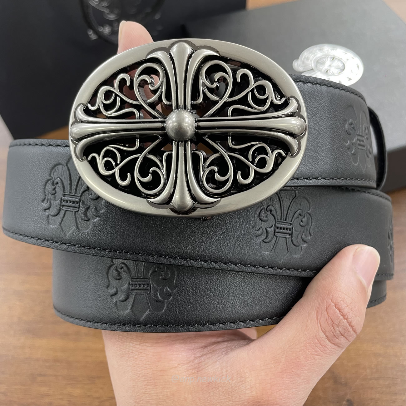 Chrome Hearts Classic Oval Cross Leather Belt Black (3) - www.newkick.org