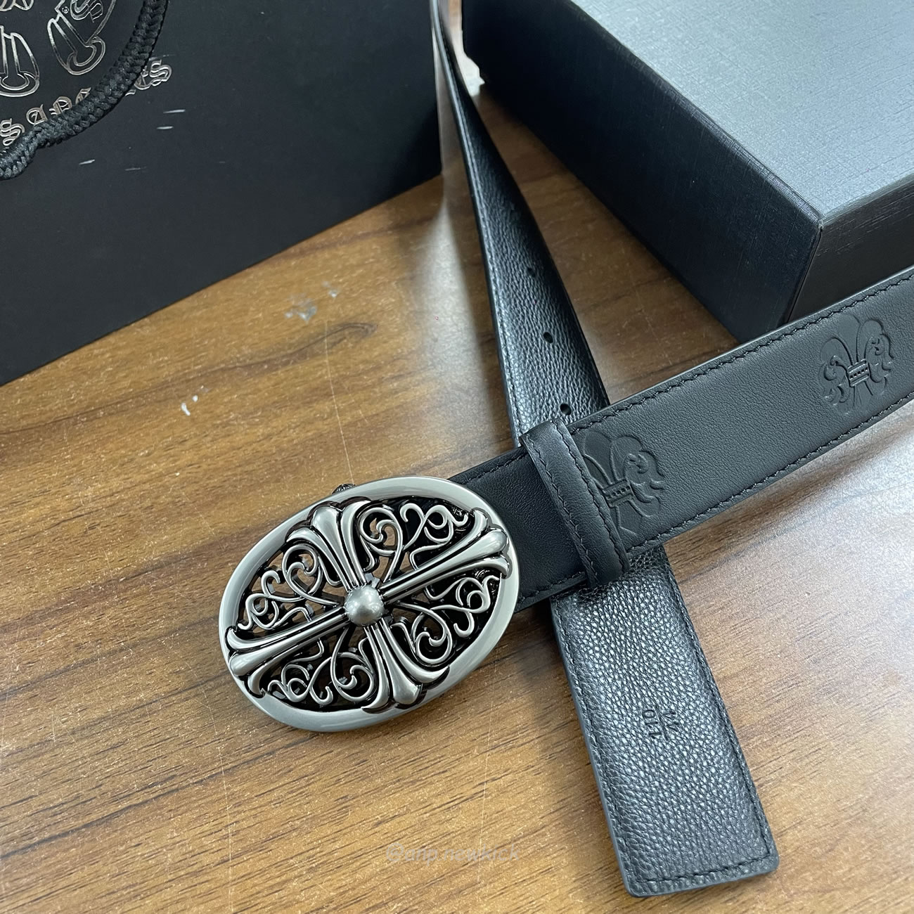 Chrome Hearts Classic Oval Cross Leather Belt Black (4) - www.newkick.org