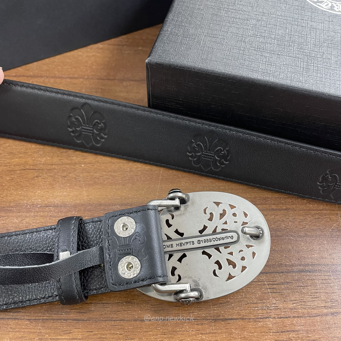 Chrome Hearts Classic Oval Cross Leather Belt Black (5) - www.newkick.org