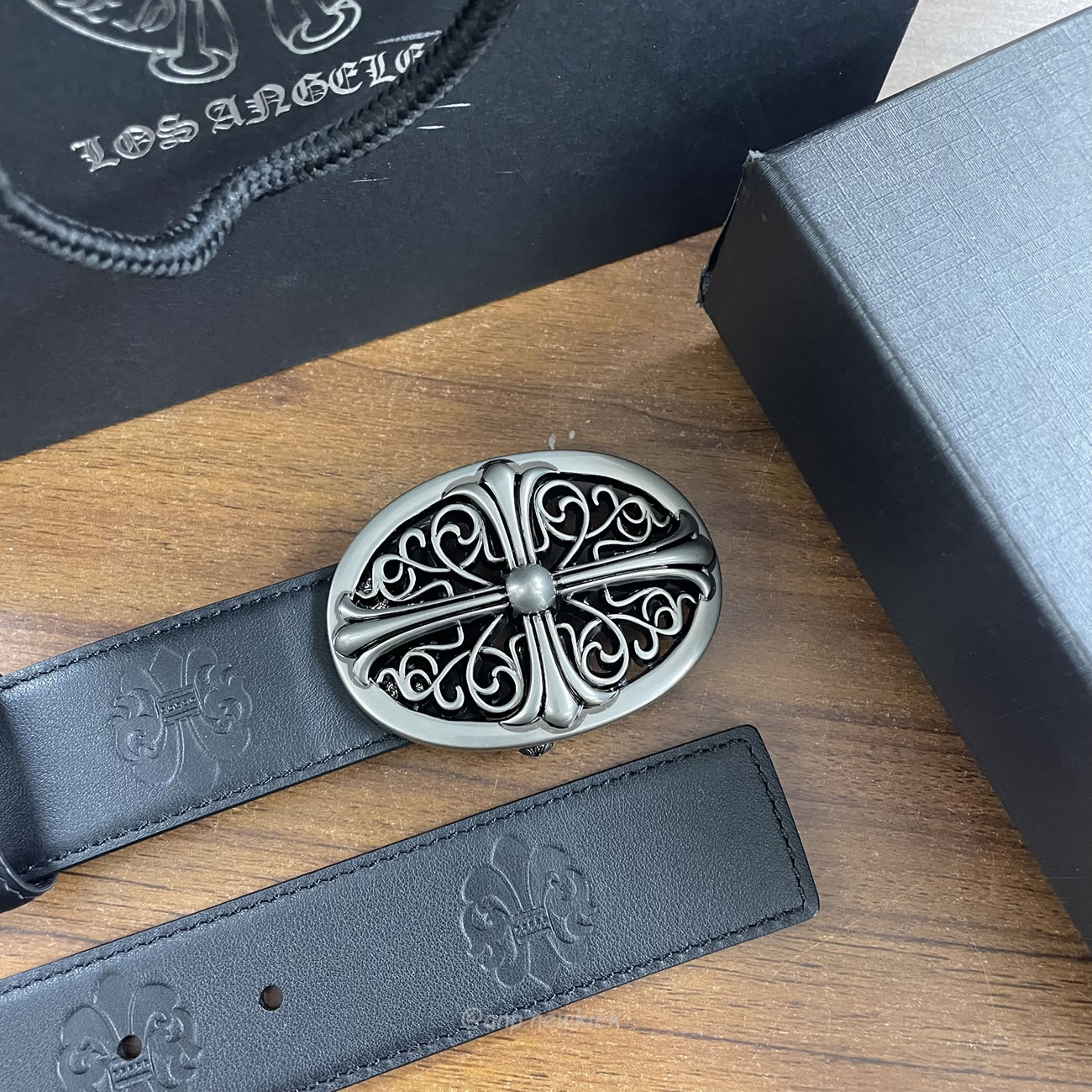Chrome Hearts Classic Oval Cross Leather Belt Black (8) - www.newkick.org