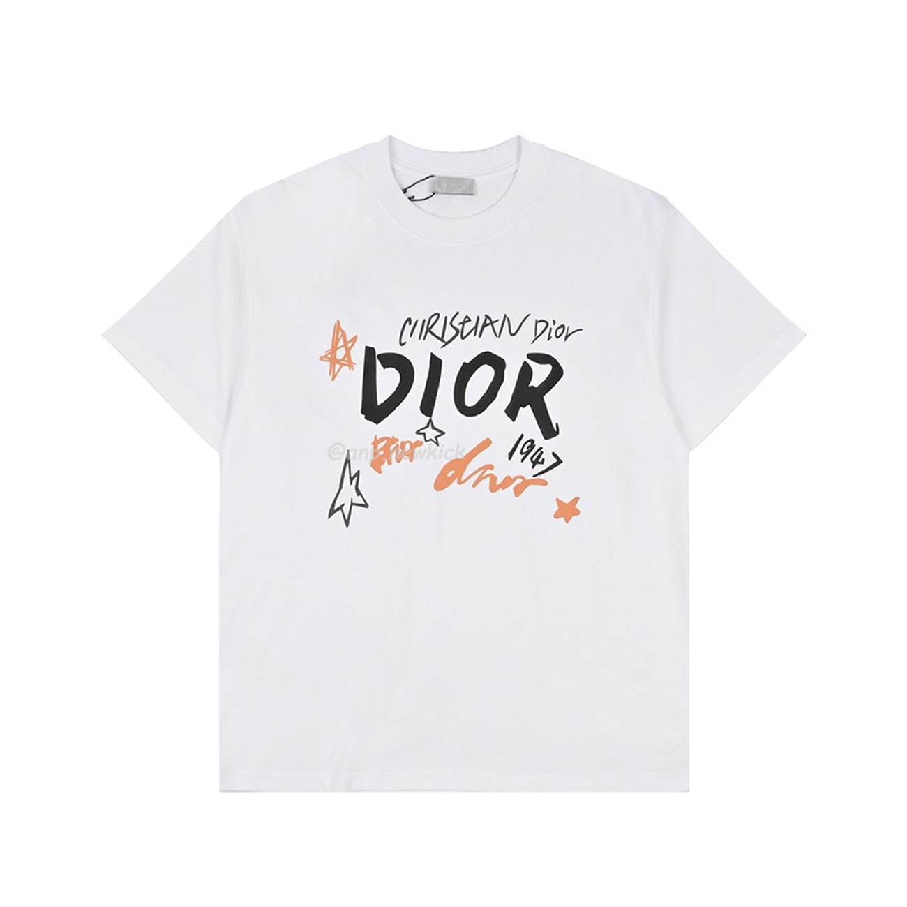 Dior Hand Drawn Sketch Logo Graffiti Short Sleeved T Shirt (2) - www.newkick.org Dior Hand Drawn Sketch Logo Graffiti Short Sleeved T Shirt (2) - www.newkick.org