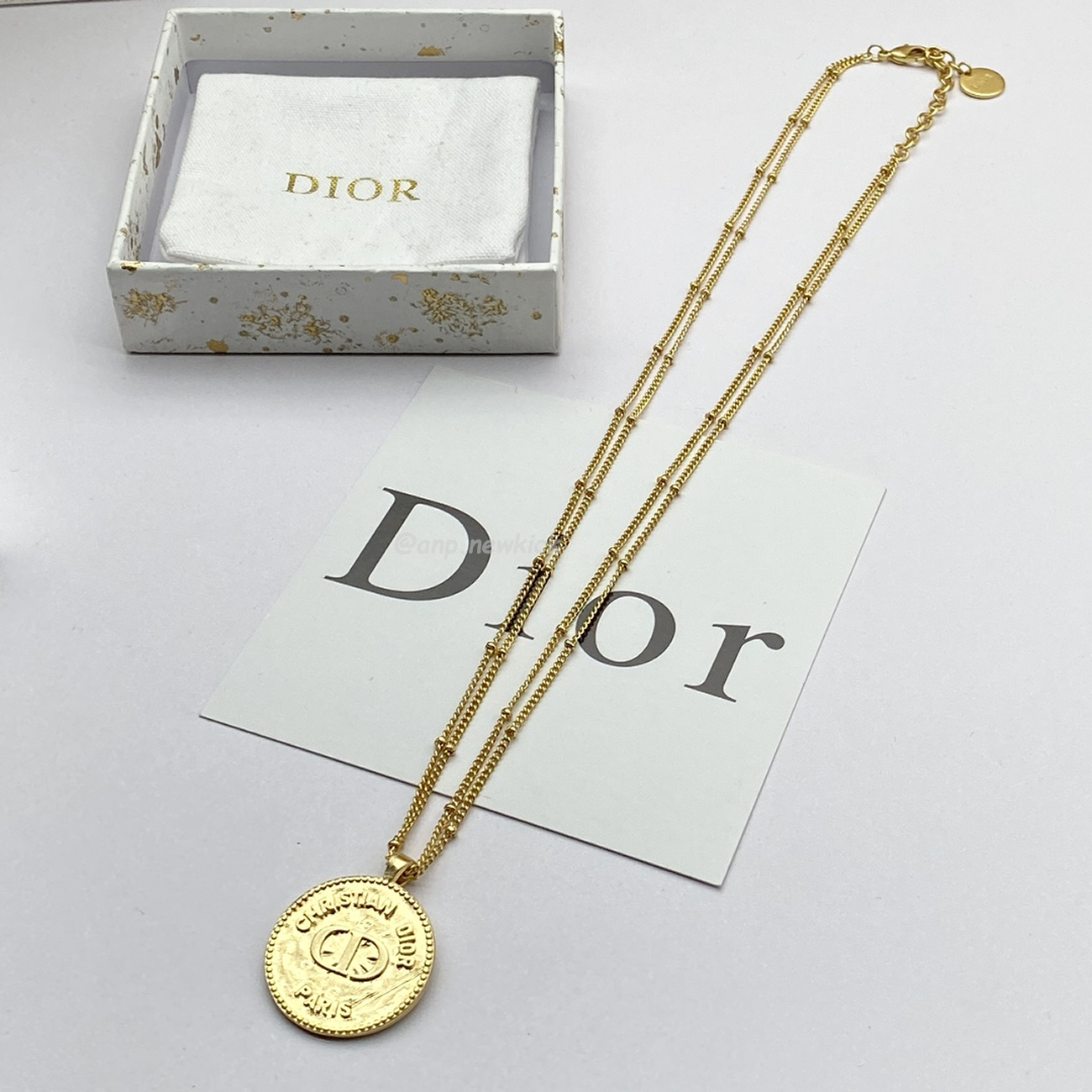 Dior Logo Charm Gold Necklace (1) - www.newkick.org