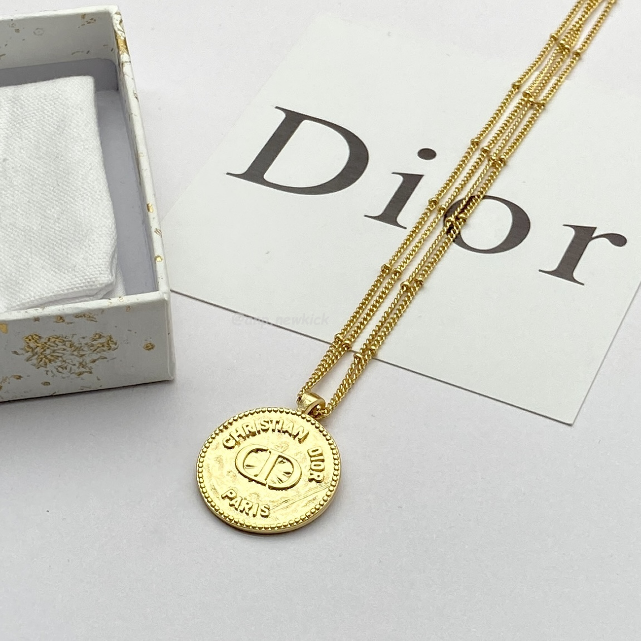 Dior Logo Charm Gold Necklace (2) - www.newkick.org
