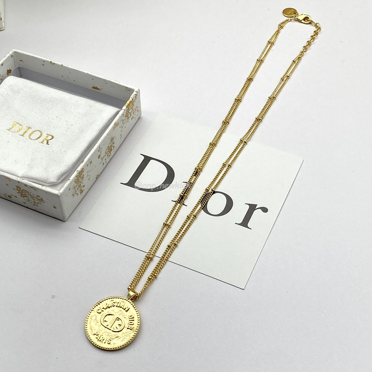 Dior Logo Charm Gold Necklace (3) - www.newkick.org