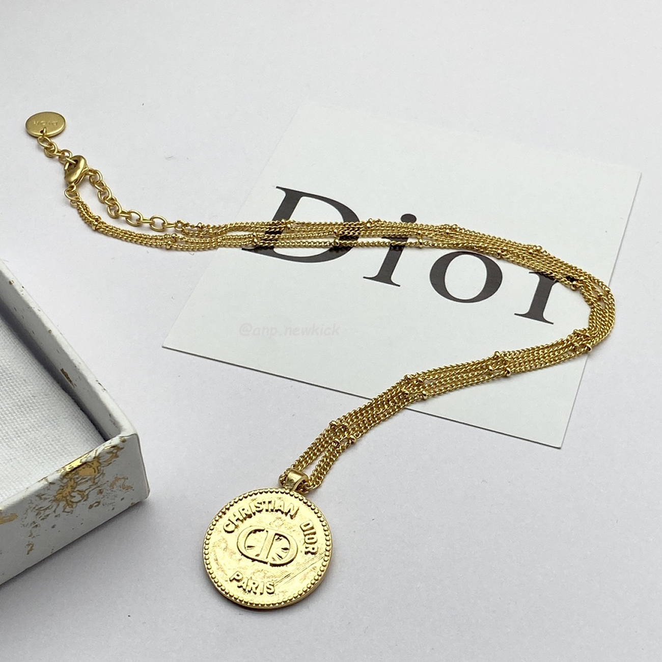 Dior Logo Charm Gold Necklace (4) - www.newkick.org
