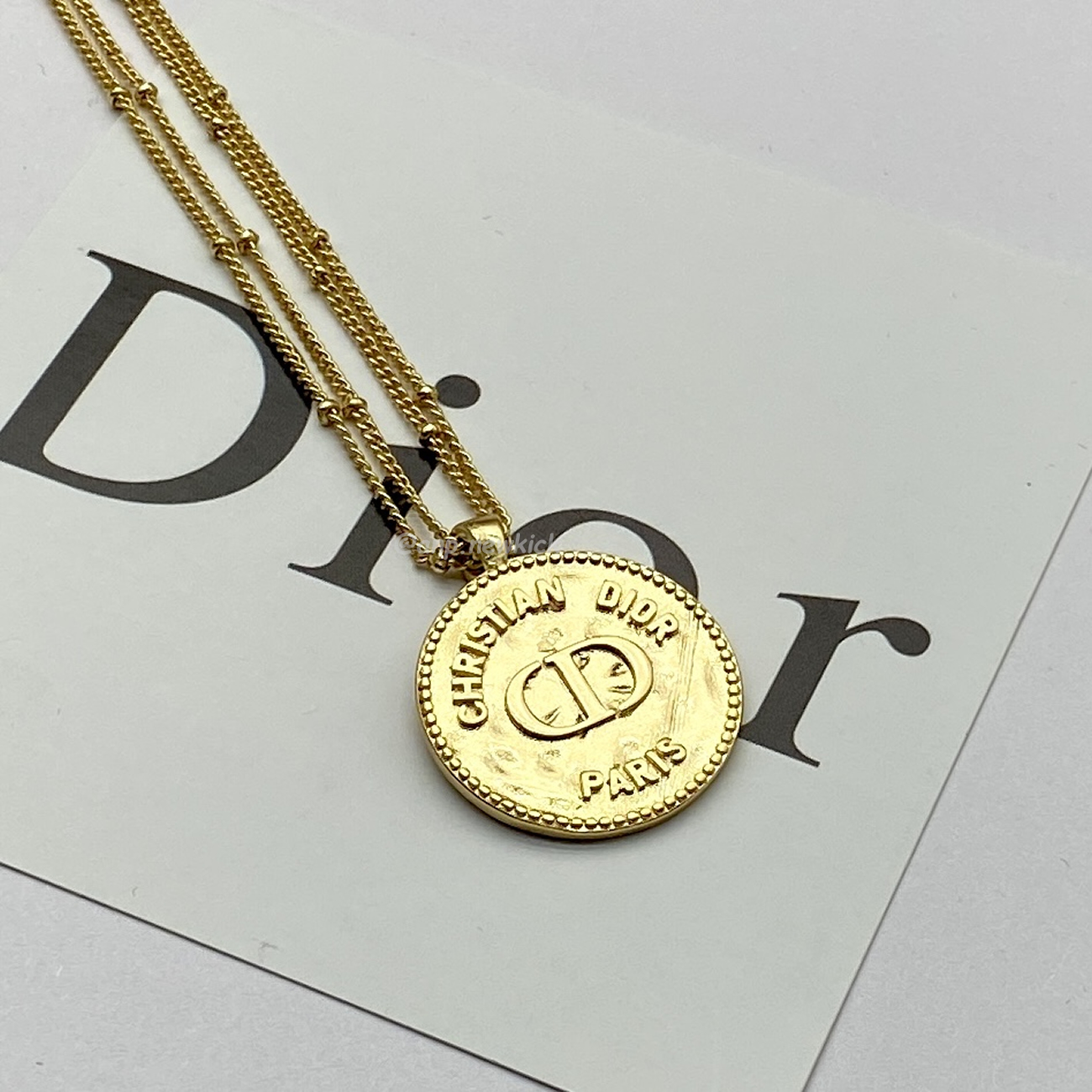 Dior Logo Charm Gold Necklace (5) - www.newkick.org