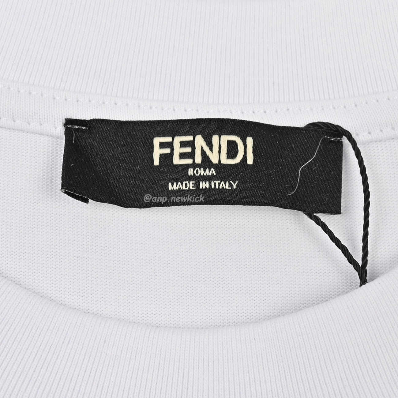 Fendi Pentagonal F Embroidered Flocked Round Neck Short Sleeved T Shirt (5) - www.newkick.org