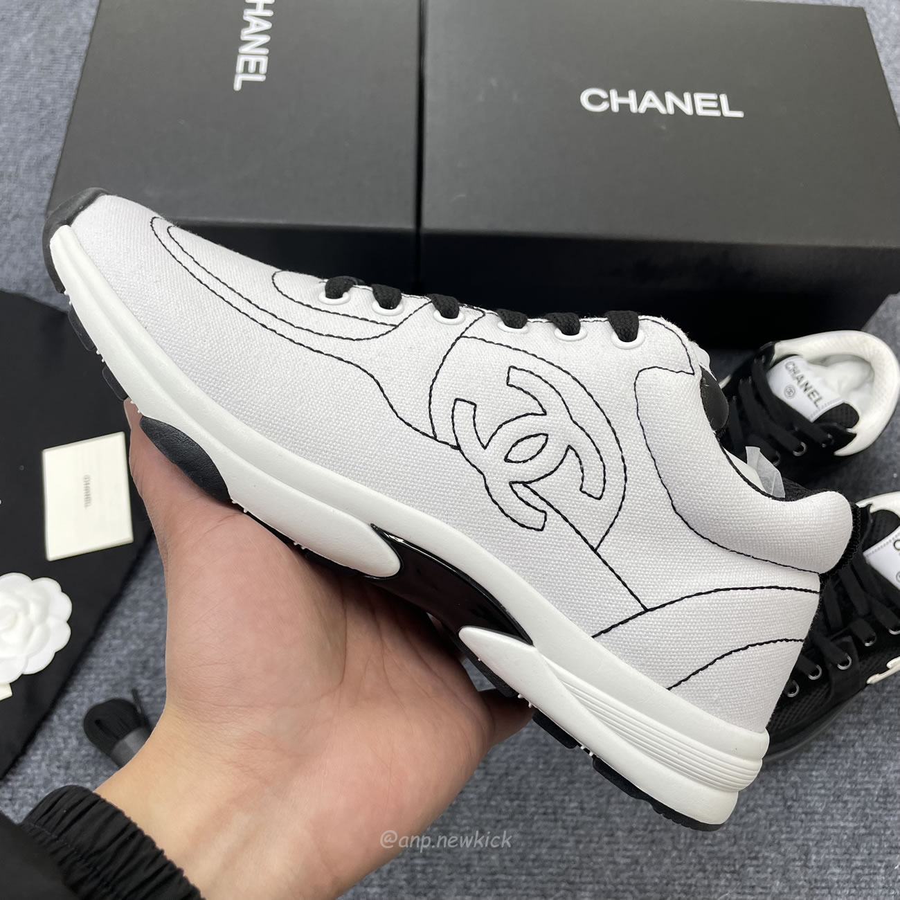 Chanel Low Top Trainer Black White G38299 Y55720 K3845 (6) - www.newkick.org