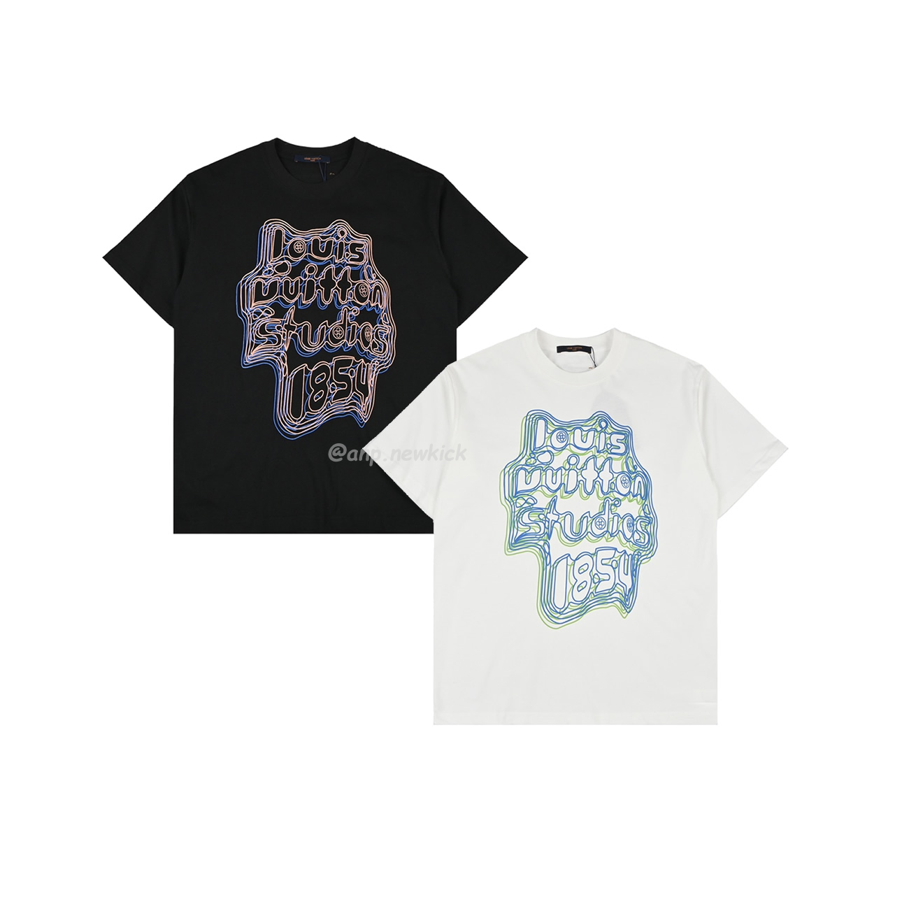 Louis Vuitton Geometric Curve Neon Printed Short Sleeved T Shirt (1) - www.newkick.org