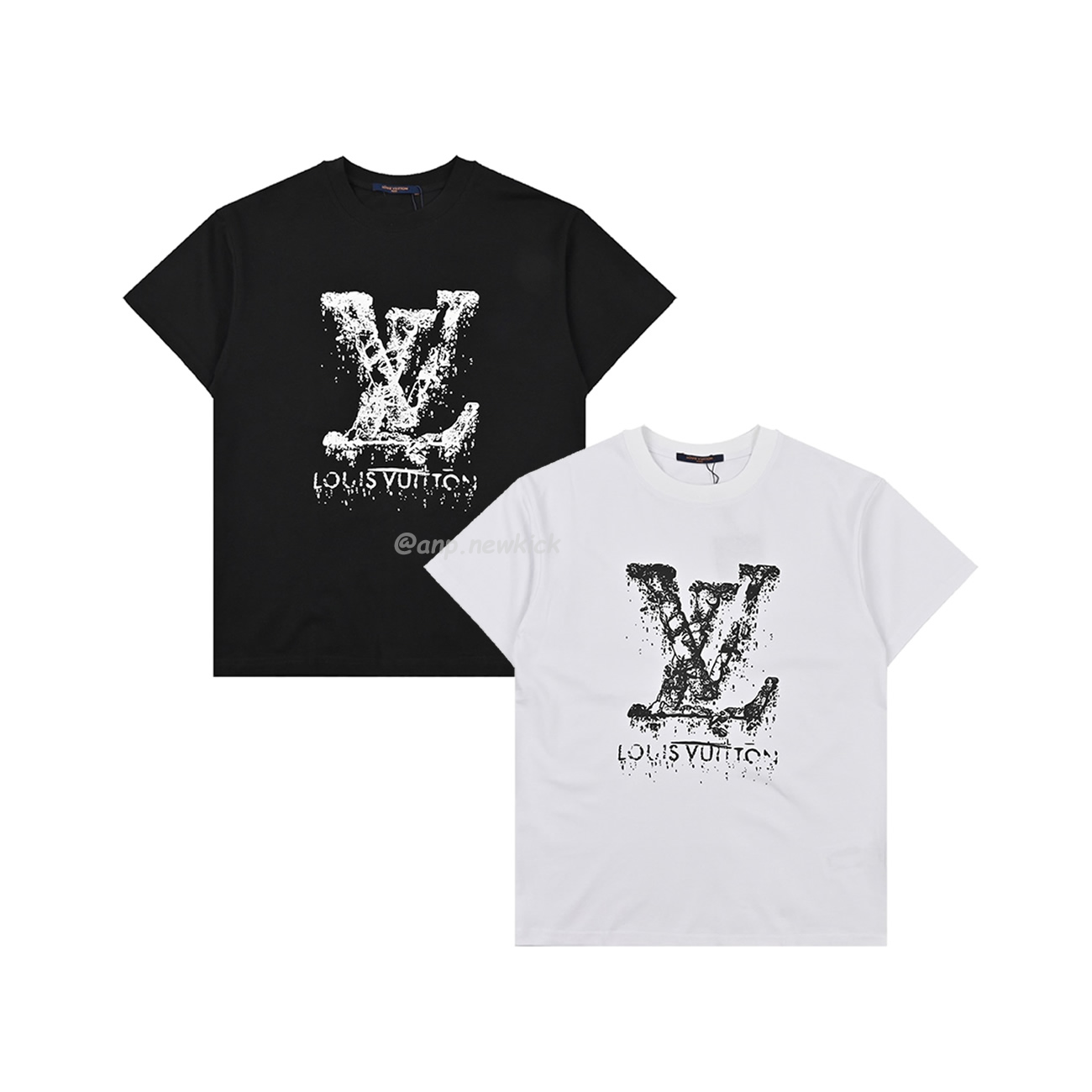 Louis Vuitton Classic Alphabet Digital Direct Spray Round Neck Short Sleeve T Shirt (1) - www.newkick.org