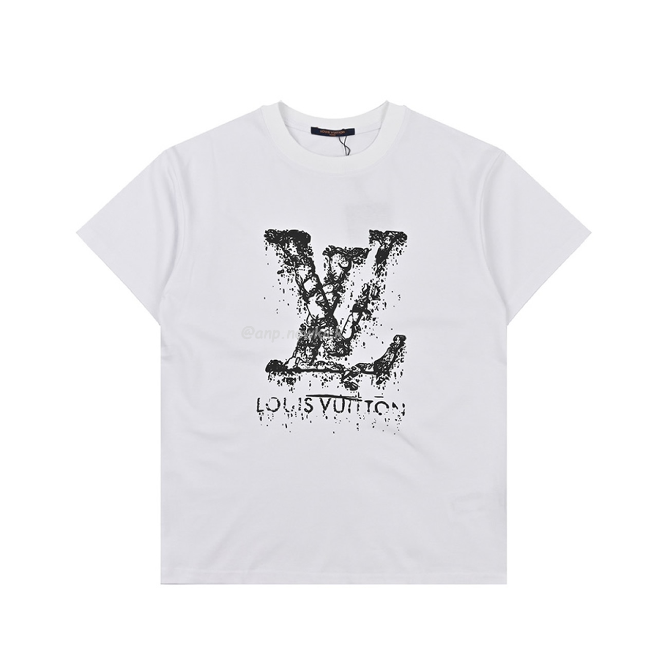 Louis Vuitton Classic Alphabet Digital Direct Spray Round Neck Short Sleeve T Shirt (8) - www.newkick.org