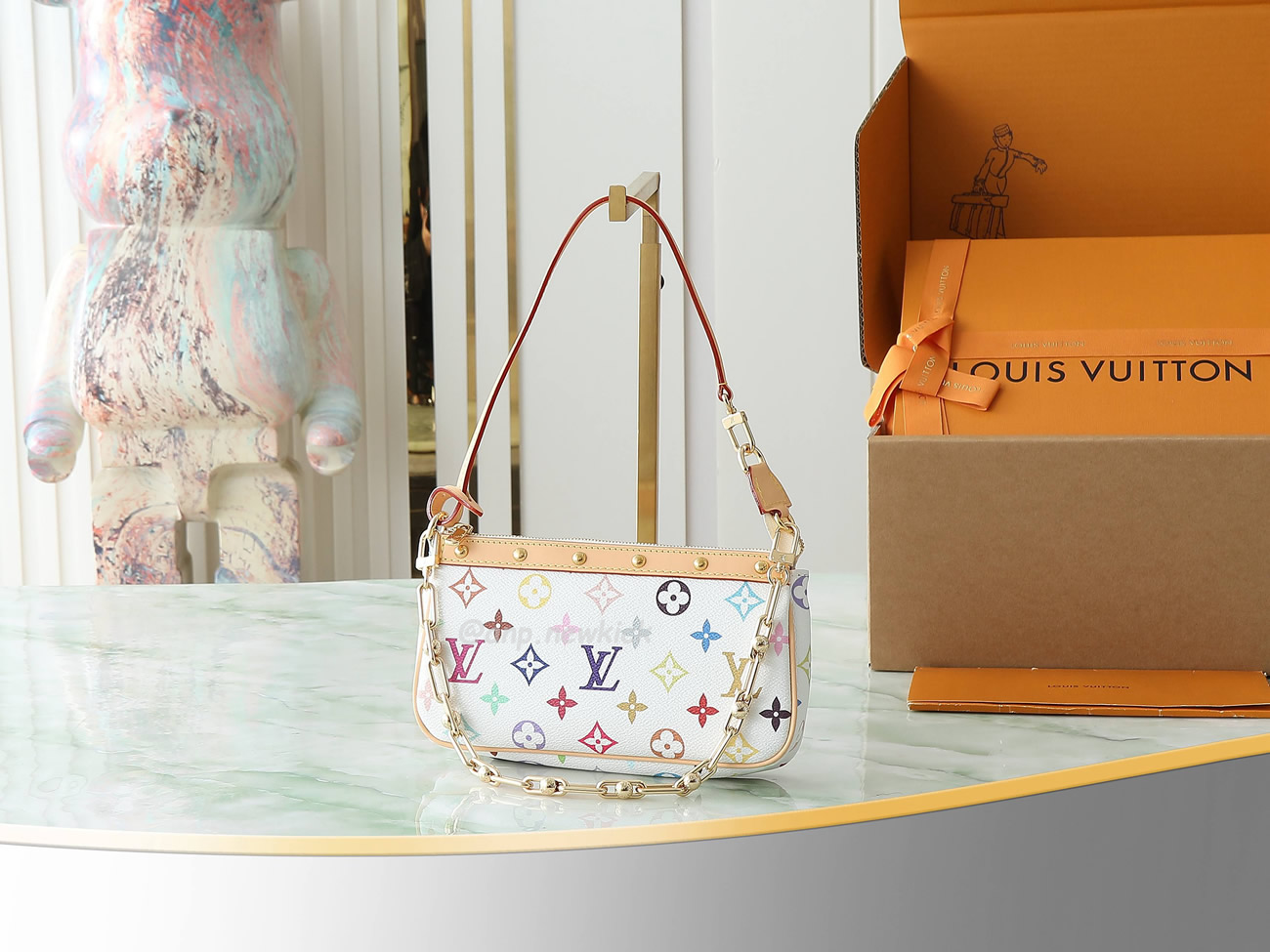 Louis Vuitton X Takashi Murakami Pochette Accessoires White Multicolored M13404 (6) - www.newkick.org