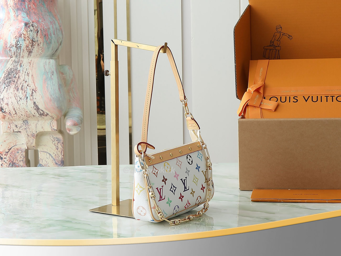 Louis Vuitton X Takashi Murakami Pochette Accessoires White Multicolored M13404 (7) - www.newkick.org