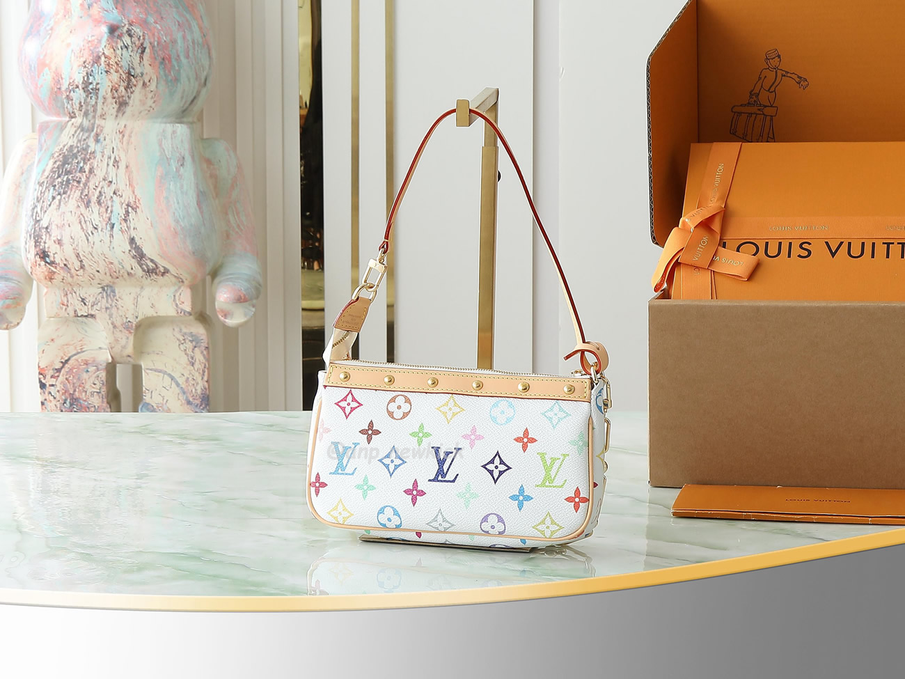Louis Vuitton X Takashi Murakami Pochette Accessoires White Multicolored M13404 (9) - www.newkick.org
