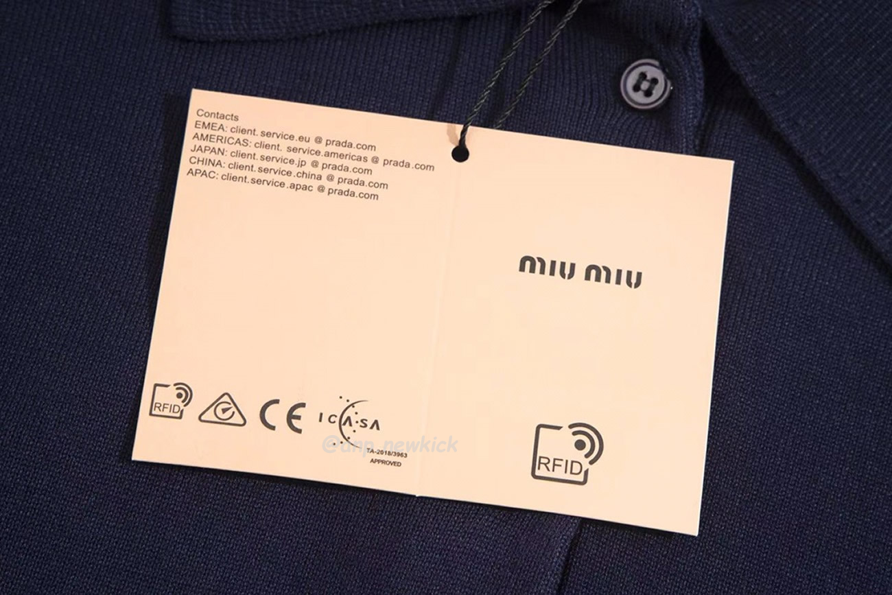 Miu Miu Logo Embroidery Polo Top In Navy (5) - www.newkick.org