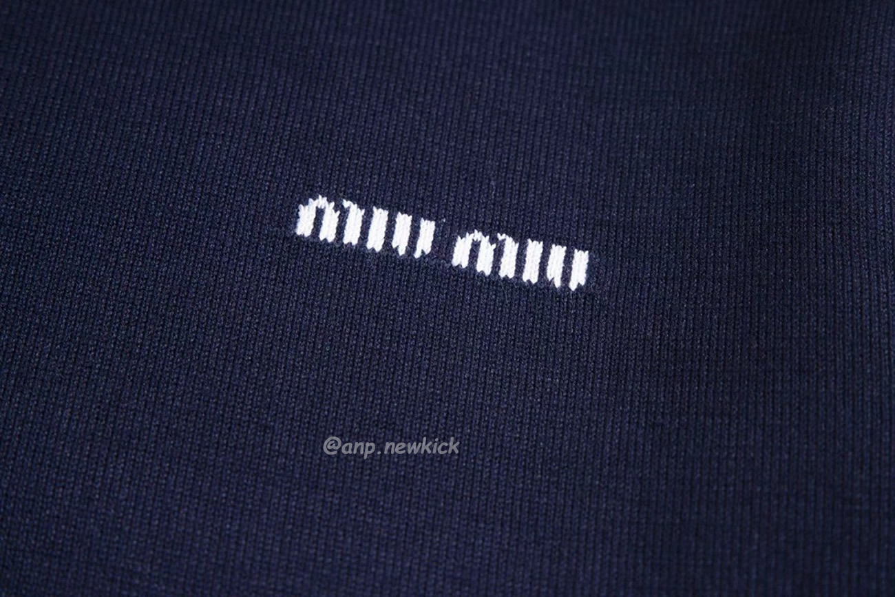 Miu Miu Logo Embroidery Polo Top In Navy (7) - www.newkick.org
