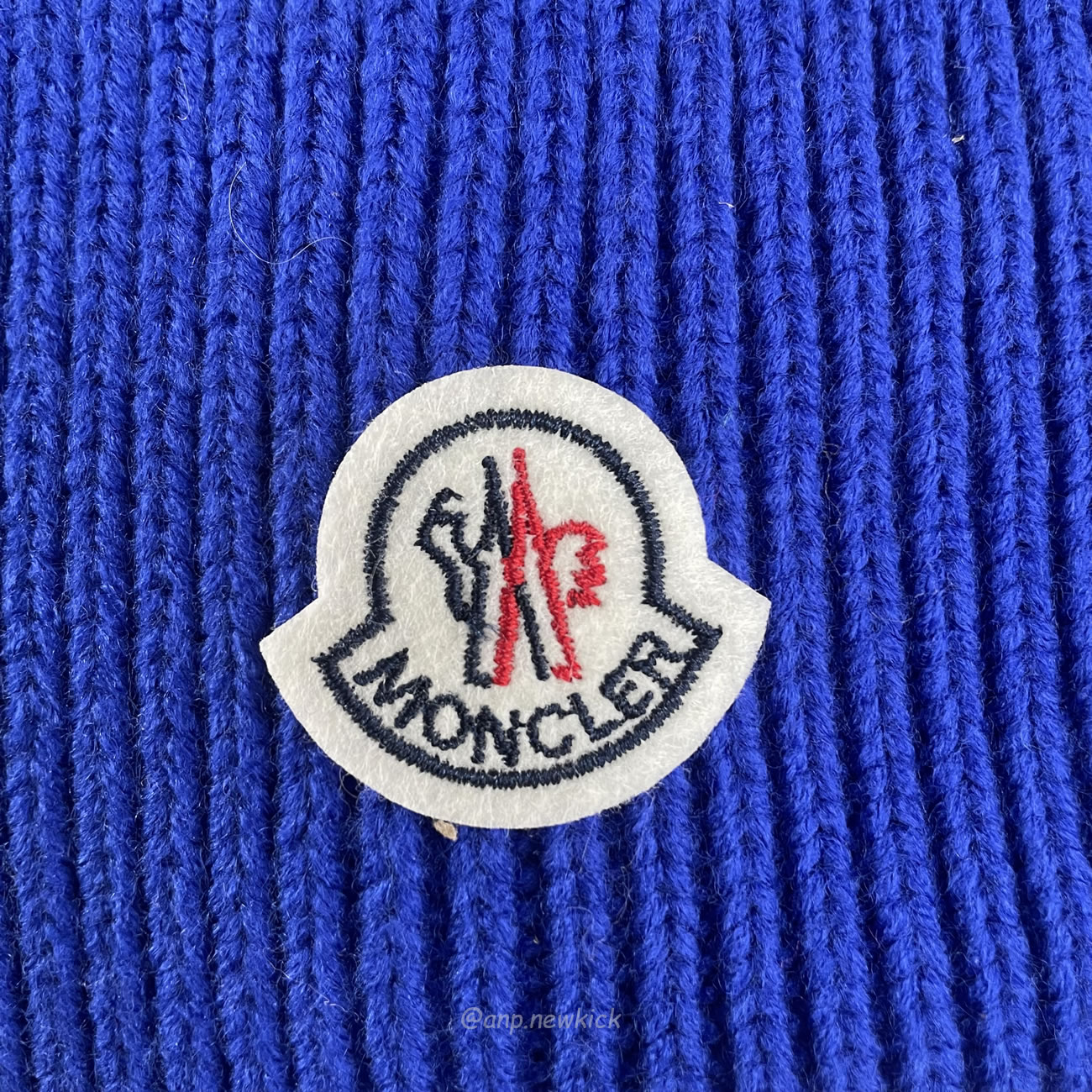 Moncler Logo Patch Ribbed Knit Beanie Black Blue (3) - www.newkick.org