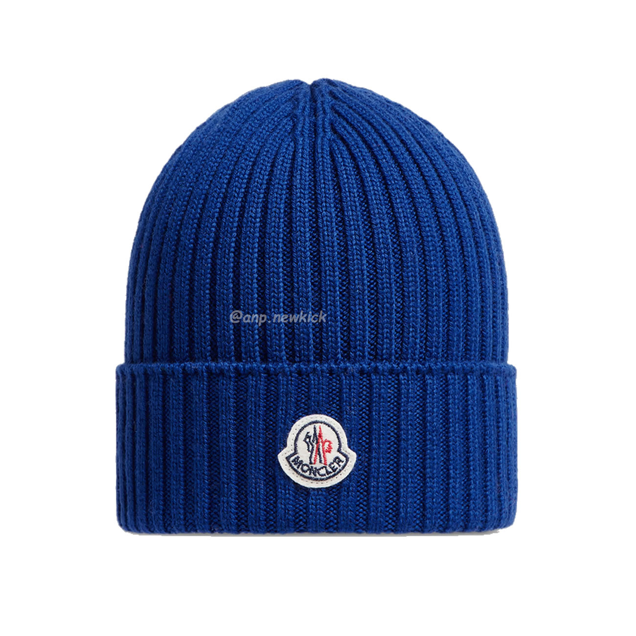 Moncler Logo Patch Ribbed Knit Beanie Black Blue (4) - www.newkick.org