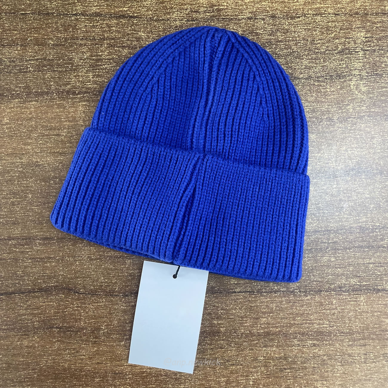 Moncler Logo Patch Ribbed Knit Beanie Black Blue (8) - www.newkick.org