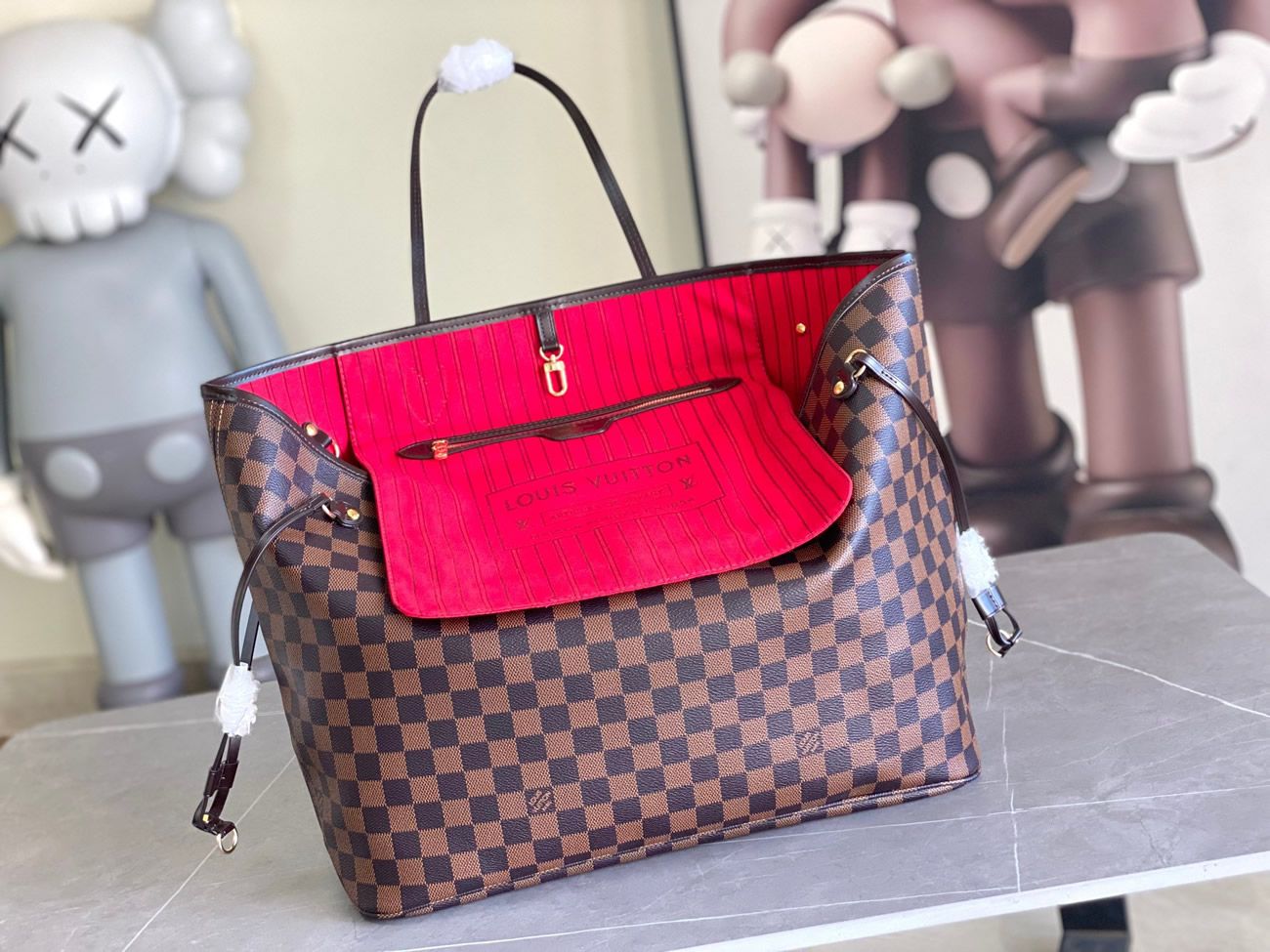 Louis Vuitton Neverfull Mm Damier Ebene Canvas With Cherry Lining N40599 (2) - www.newkick.org