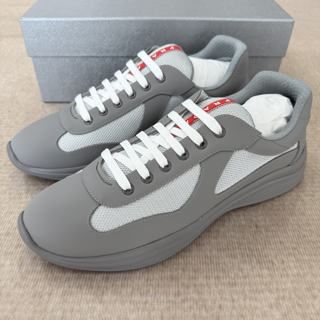 Prada Logo Lacing Low Cut Sneakers In Gray Steel Sneakers (8) - www.newkick.org Prada Logo Lacing Low Cut Sneakers In Gray Steel Sneakers (8) - www.newkick.org
