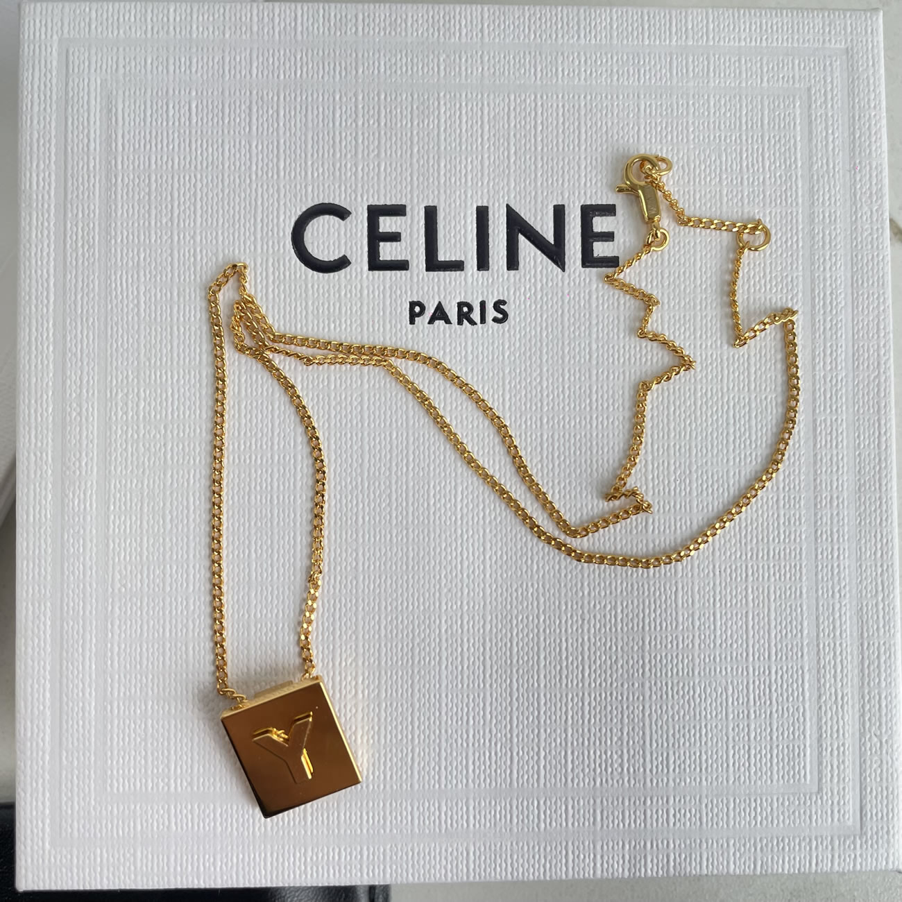 Celine Gold Brass Alphabet Y Neck Chain (3) - www.newkick.org