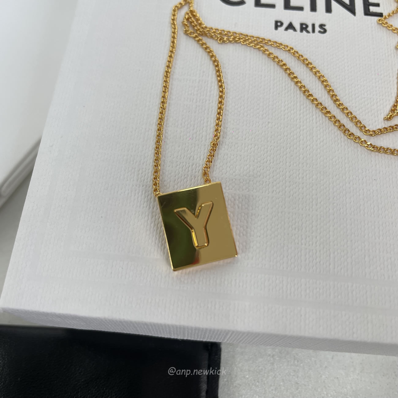 Celine Gold Brass Alphabet Y Neck Chain (5) - www.newkick.org