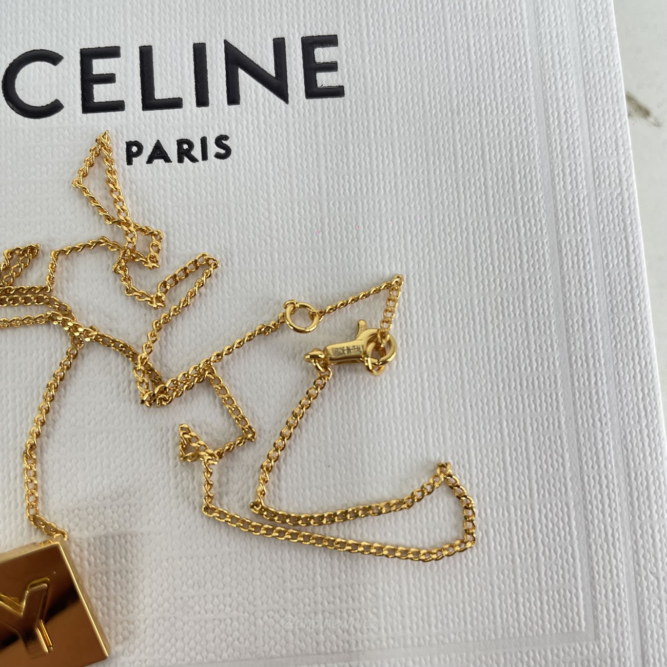 Celine Gold Brass Alphabet Y Neck Chain (7) - www.newkick.org