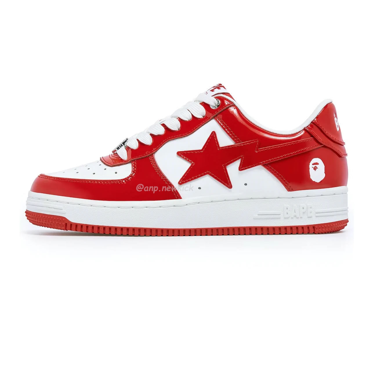 A Bathing Ape Bape Sta Patent Leather White Red 1i70 291 021 (0) - www.newkick.org