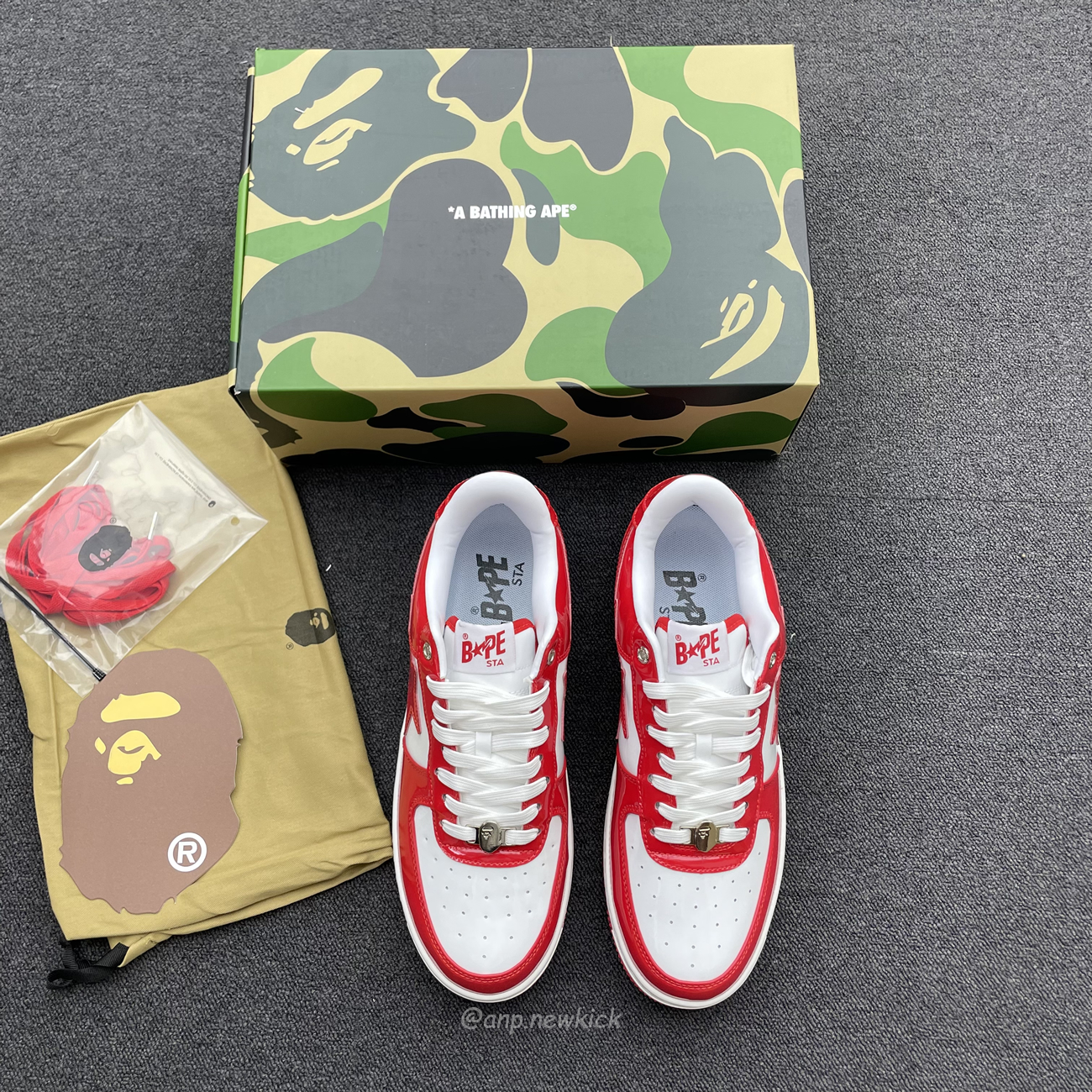 A Bathing Ape Bape Sta Patent Leather White Red 1i70 291 021 (11) - www.newkick.org