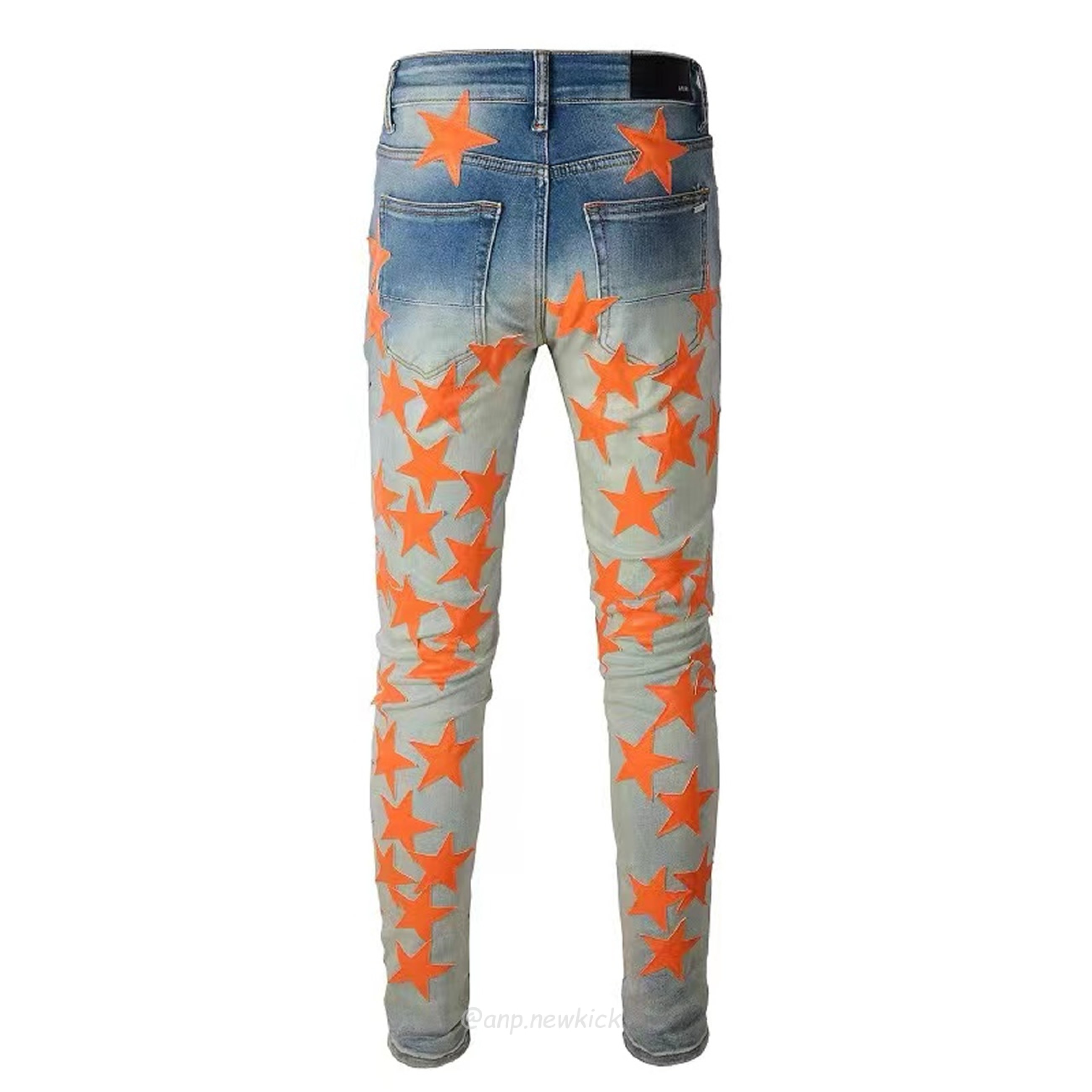 Orange stars embroidered men's jeans