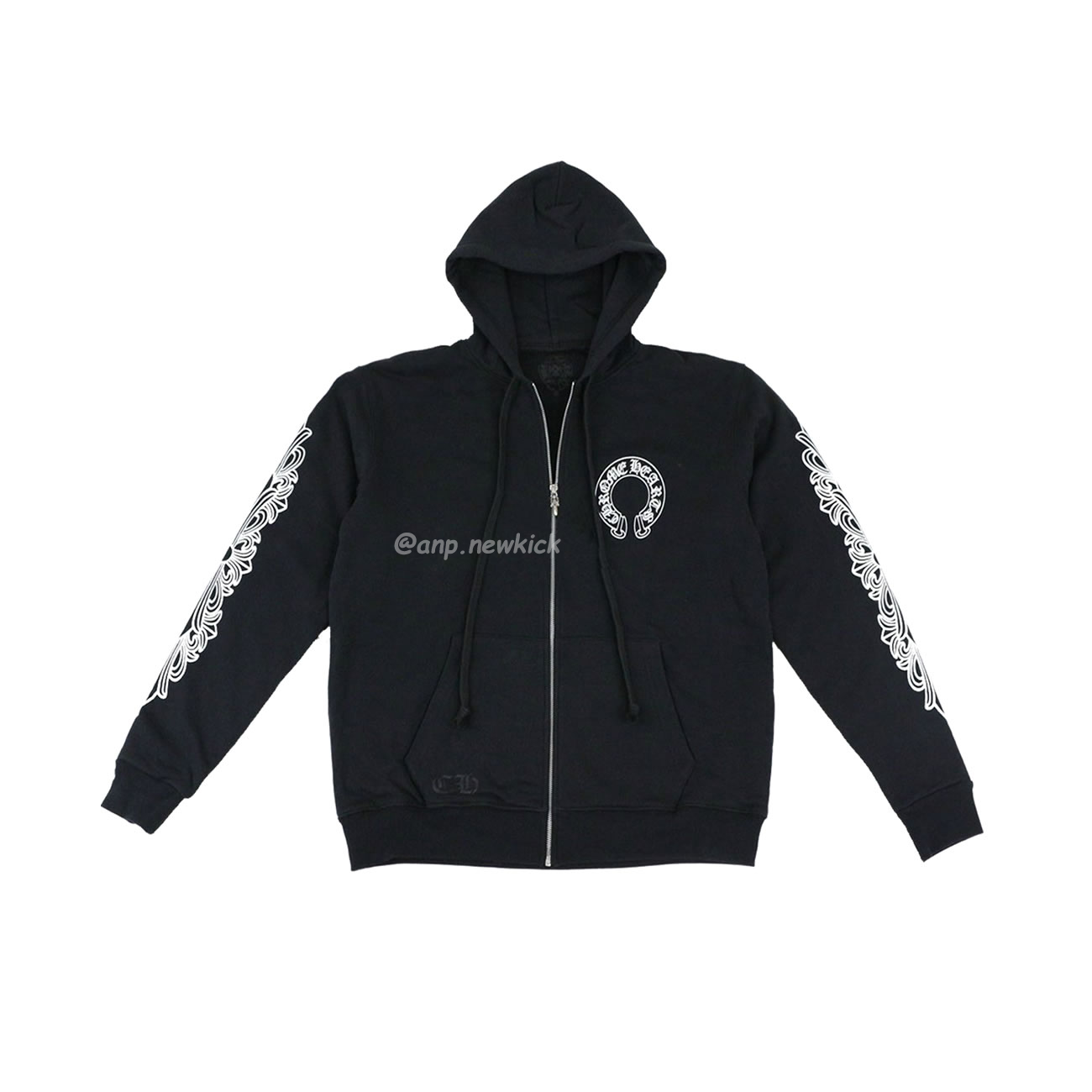Chrome hearts Horseshoe Floral Cross Sleeve Fleece Zip Hoodie