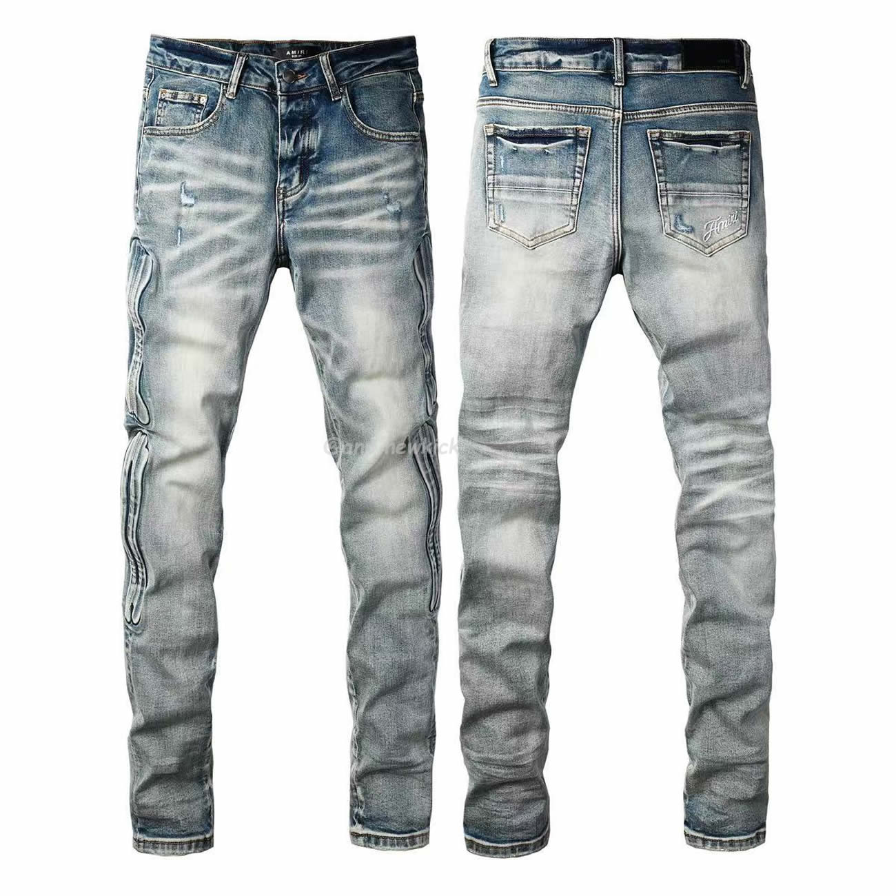 AMIRI Jeans men Fashion Patch Repair Low Rise Skinny Denim
