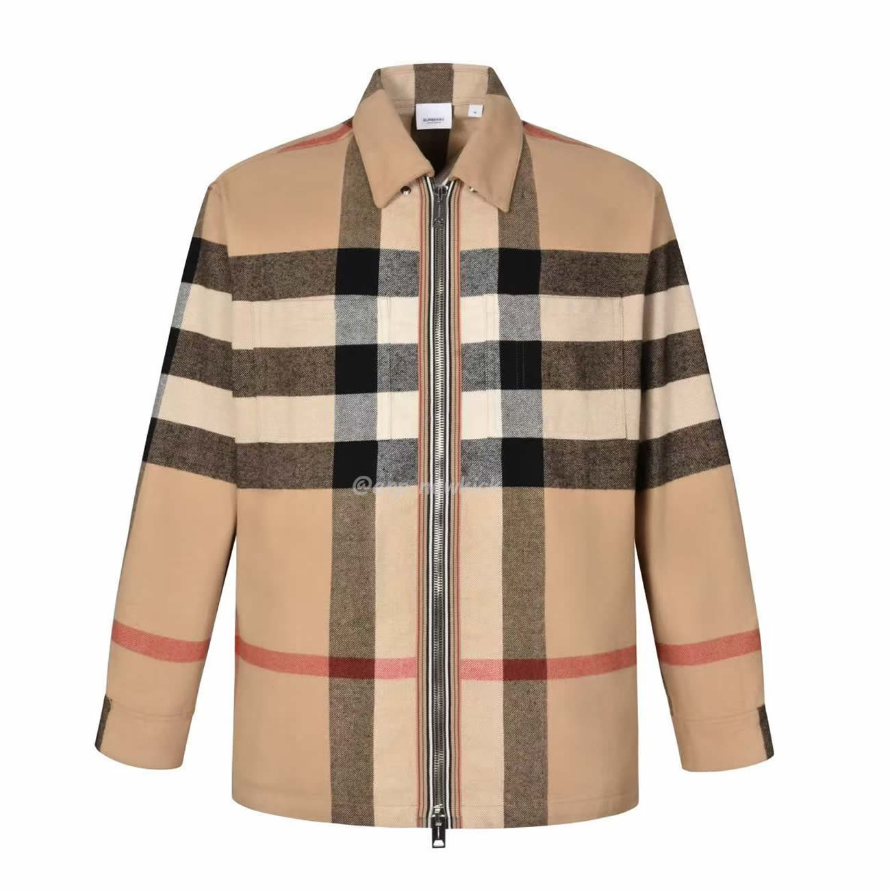 Burberry Check wool-cotton zip-front Shirt