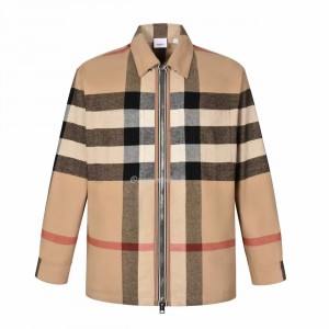 Burberry Check wool-cotton zip-front Shirt