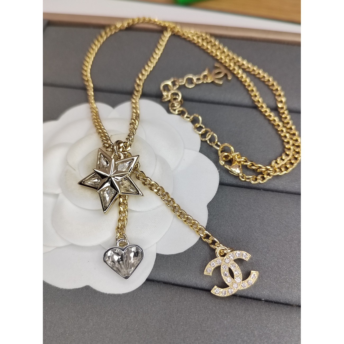 Chanel CC Logo Star Heart Necklace