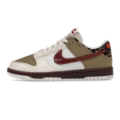 Nike Dunk Low Retro Khaki Team Red Pearl White (Women's) IM6687-262