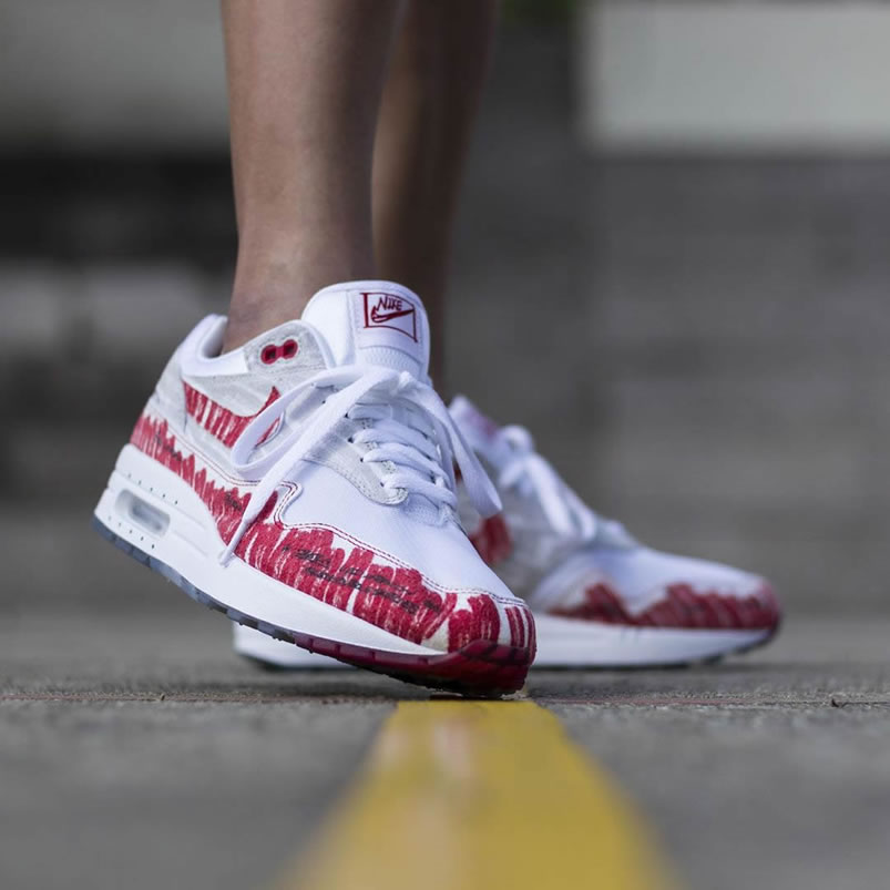Nike Air Max 1 Tinker Sketch To Shelf White On Feet University Red Grey Cj4286 101 (1) - www.newkick.org