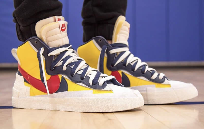 Sacai Nike Blazer Mid On Feet Navy Blue Bv0072 001 Yellow Bv0072 700 (1) - www.newkick.org