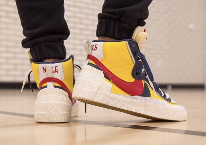 Sacai Nike Blazer Mid On Feet Navy Blue Bv0072 001 Yellow Bv0072 700 (2) - www.newkick.org