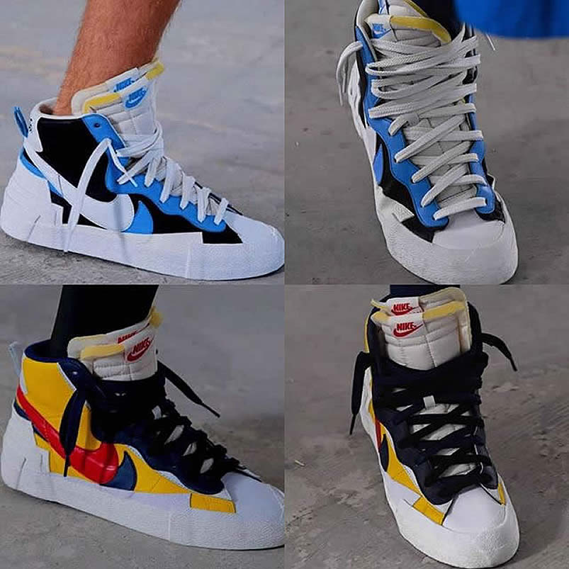 Sacai Nike Blazer Mid On Feet Navy Blue Bv0072 001 Yellow Bv0072 700 (4) - www.newkick.org